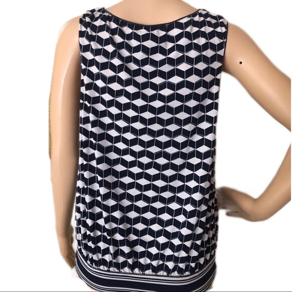 Max Studio Blue and White Drape Tank Blouse - Picture 2 of 3